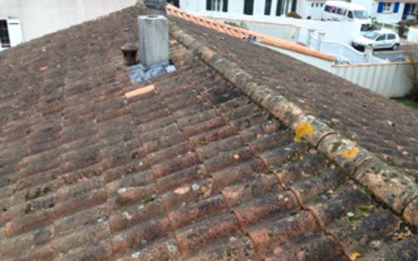 Toiture avant nettoyage et démoussage à Loubillé